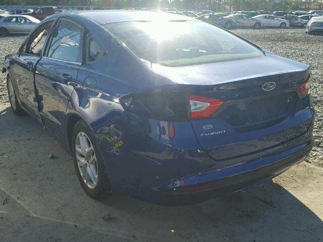 3FA6P0H79FR188880 - 2015 FORD FUSION SE BLUE photo 3