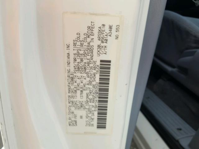 5TBRT34152S253522 - 2002 TOYOTA TUNDRA ACC WHITE photo 10