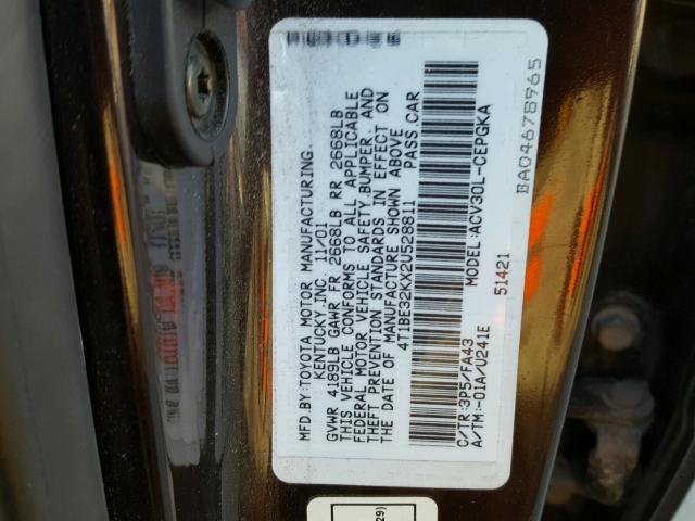 4T1BE32KX2U528811 - 2002 TOYOTA CAMRY LE PURPLE photo 10