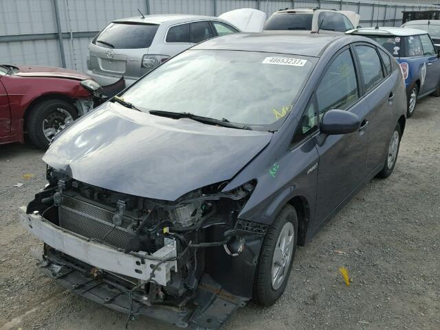 JTDKN3DUXA0022551 - 2010 TOYOTA PRIUS GRAY photo 2