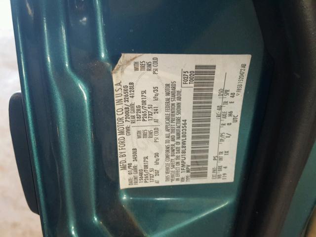 1FMPU18L8WLB03564 - 1998 FORD EXPEDITION GREEN photo 10