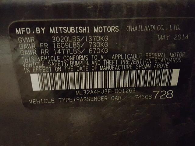 ML32A4HJ3FH001263 - 2015 MITSUBISHI MIRAGE ES GRAY photo 10