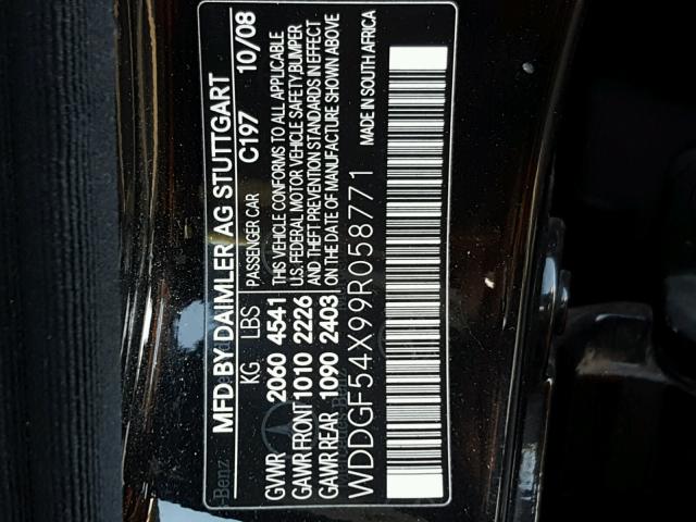 WDDGF54X99R058771 - 2009 MERCEDES-BENZ C 300 BLACK photo 10