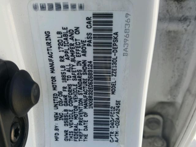 1NXBR32E06Z689124 - 2006 TOYOTA COROLLA CE SILVER photo 10