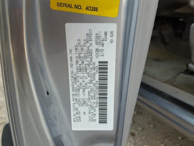 5TBRT34132S302748 - 2002 TOYOTA TUNDRA ACC GRAY photo 10