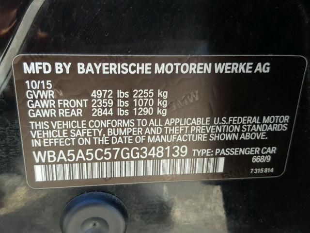 WBA5A5C57GG348139 - 2016 BMW 528 I BLACK photo 10