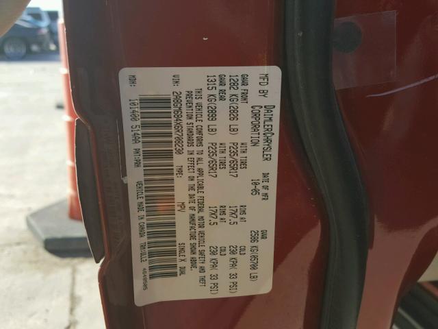 2A8GM684X6R708230 - 2006 CHRYSLER PACIFICA T RED photo 10