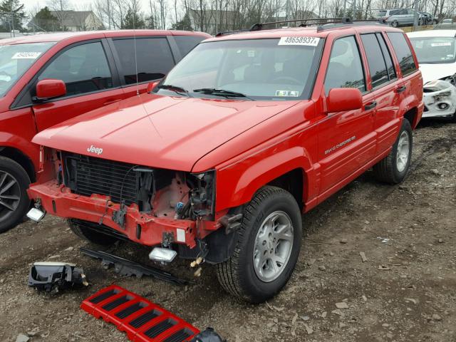 1J4GZ78S2WC293940 - 1998 JEEP GRAND CHER RED photo 2