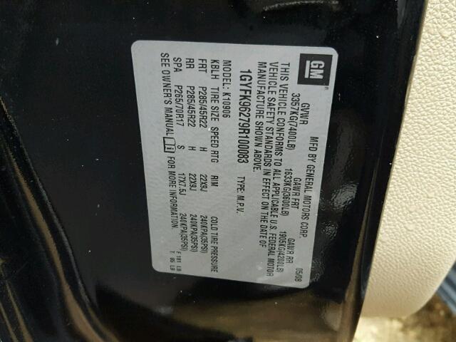 1GYFK96279R100083 - 2009 CADILLAC ESCALADE E BLACK photo 10