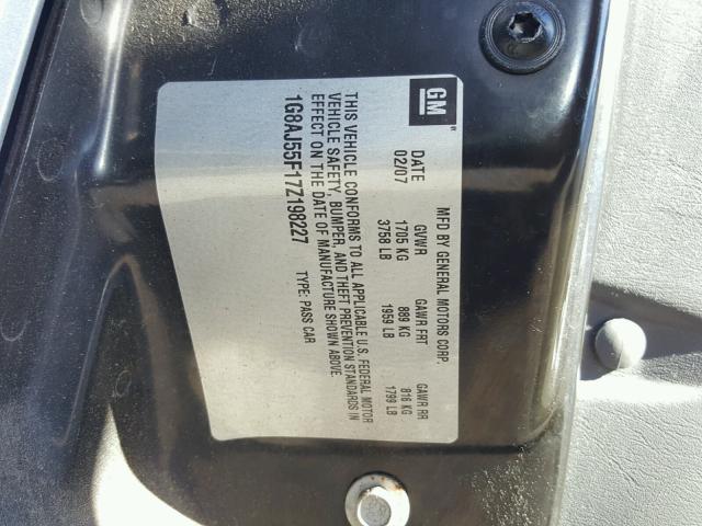 1G8AJ55F17Z198227 - 2007 SATURN ION LEVEL SILVER photo 10