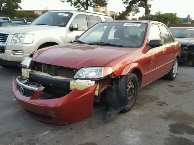 JM1BJ225910432811 - 2001 MAZDA PROTEGE LX MAROON photo 2