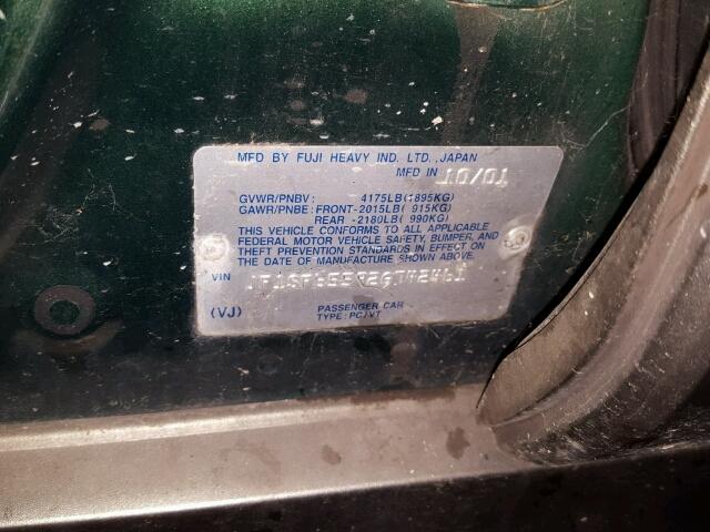 JF1SF65592G742461 - 2002 SUBARU FORESTER S 绿色 照片 10