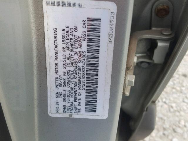 5Y2SL62883Z424905 - 2003 PONTIAC VIBE SILVER photo 10