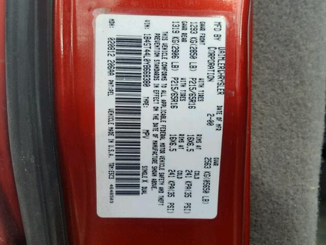 1B4GT44L0YB668380 - 2000 DODGE GRAND CARA RED photo 10