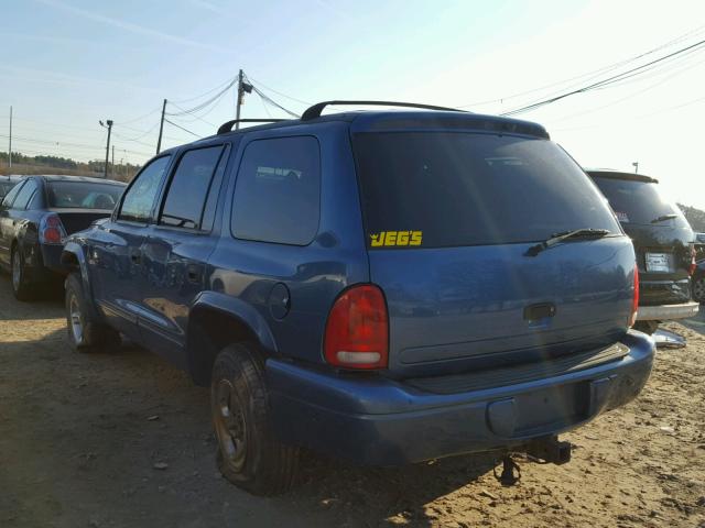 1D4HS48N33F588274 - 2003 DODGE DURANGO SL BLUE photo 3