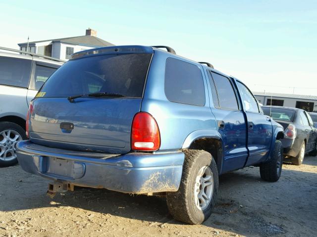 1D4HS48N33F588274 - 2003 DODGE DURANGO SL BLUE photo 4