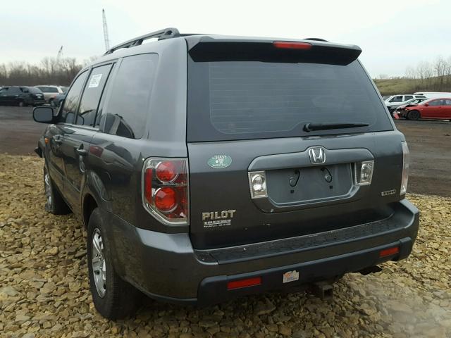 2HKYF18187H526765 - 2007 HONDA PILOT LX GRAY photo 3