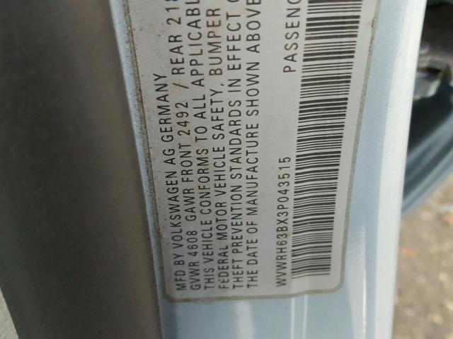 WVWRH63BX3P043515 - 2003 VOLKSWAGEN PASSAT GLX 蓝色 照片 10