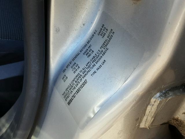 W08AT671X85103057 - 2008 SATURN ASTRA XR SILVER photo 10