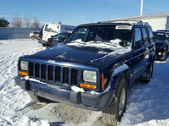 1J4FF48S9YL221543 - 2000 JEEP CHEROKEE S BLUE photo 2