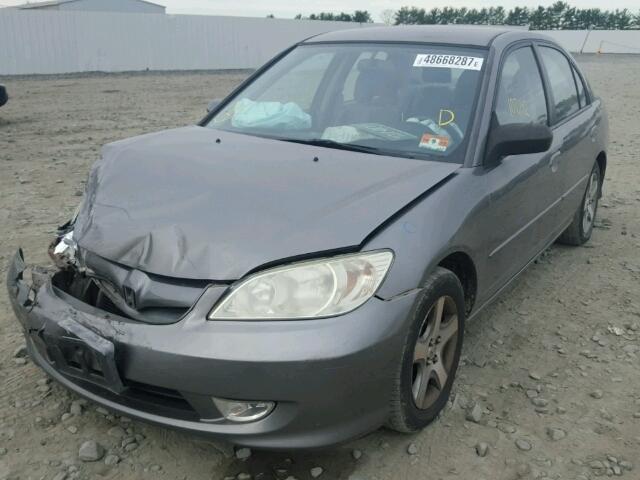 2HGES165X5H509526 - 2005 HONDA CIVIC LX GRAY photo 2