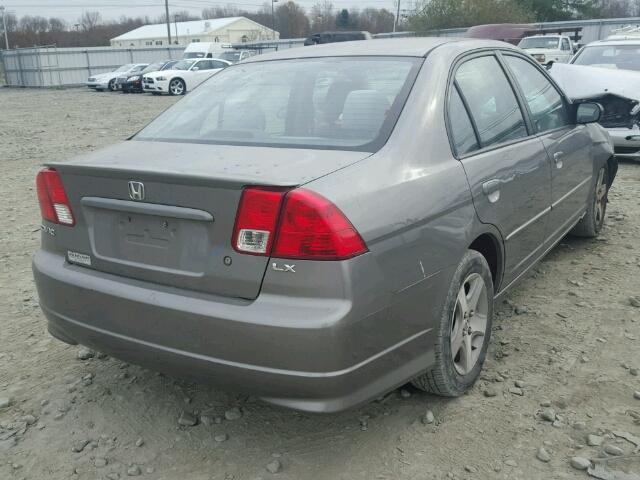 2HGES165X5H509526 - 2005 HONDA CIVIC LX GRAY photo 4