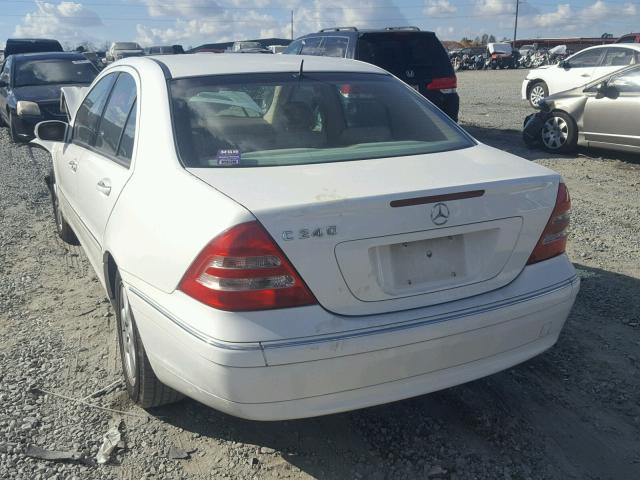 WDBRF61J02F218437 - 2002 MERCEDES-BENZ C 240 WHITE photo 3