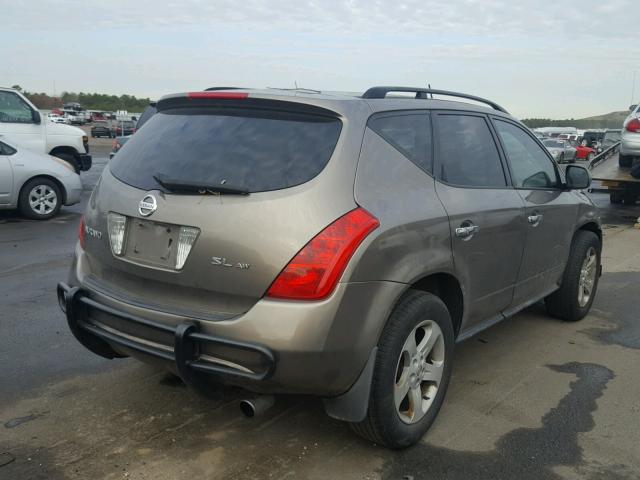 JN8AZ08W84W304266 - 2004 NISSAN MURANO SL TAN photo 4