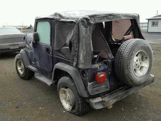 1J4FA49S43P372644 - 2003 JEEP WRANGLER / BLUE photo 3