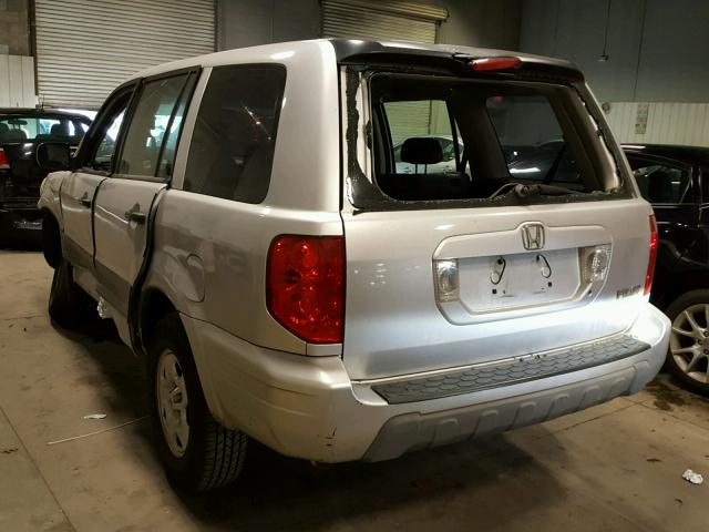 2HKYF18155H522993 - 2005 HONDA PILOT LX SILVER photo 3