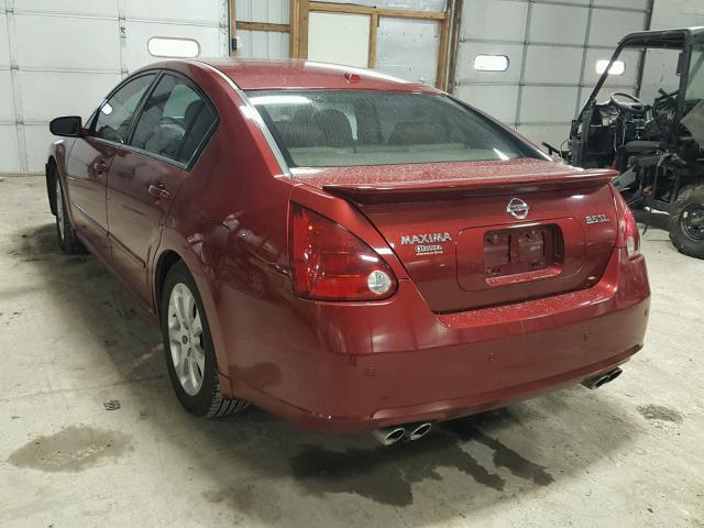 1N4BA41E87C820087 - 2007 NISSAN MAXIMA SE MAROON photo 3