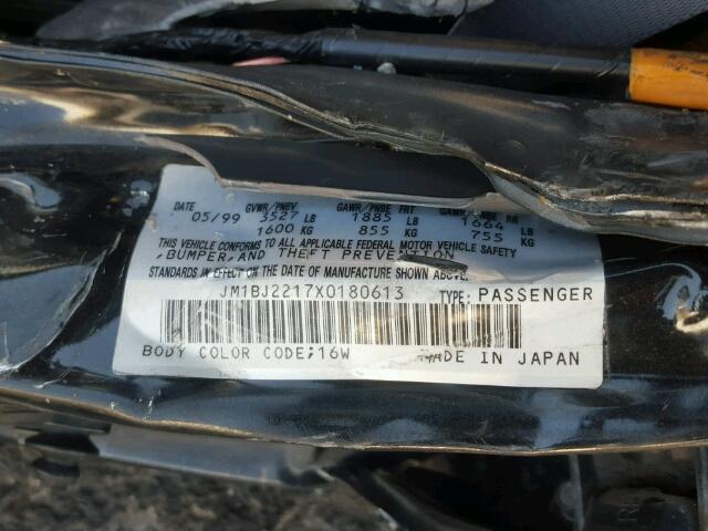 JM1BJ2217X0180613 - 1999 MAZDA PROTEGE ES BLACK photo 10