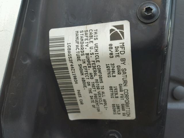 1G8AG52F44Z119034 - 2004 SATURN ION LEVEL SILVER photo 10