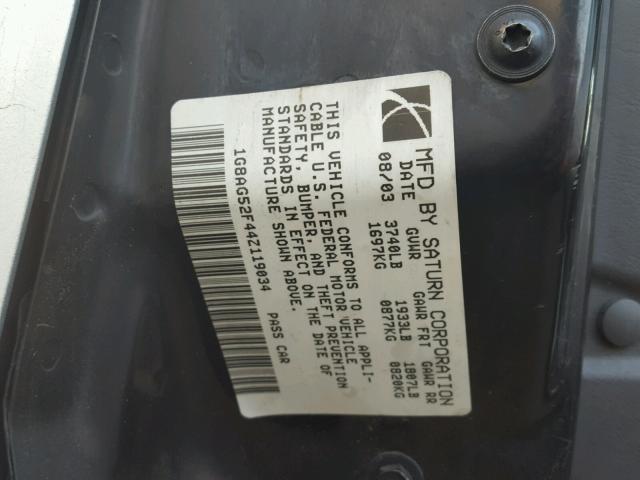 1G8AG52F44Z119034 - 2004 SATURN ION LEVEL 银色 照片 10
