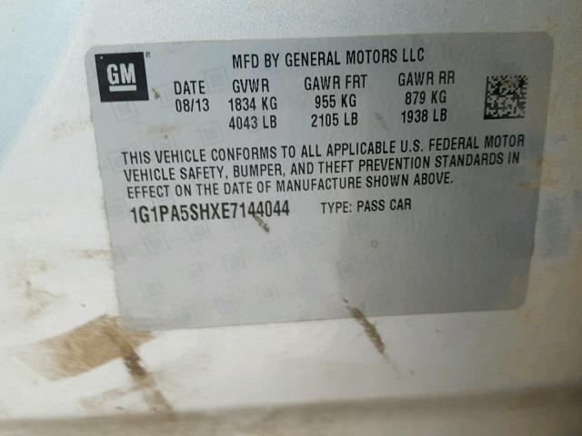 1G1PA5SHXE7144044 - 2014 CHEVROLET CRUZE LS SILVER photo 10