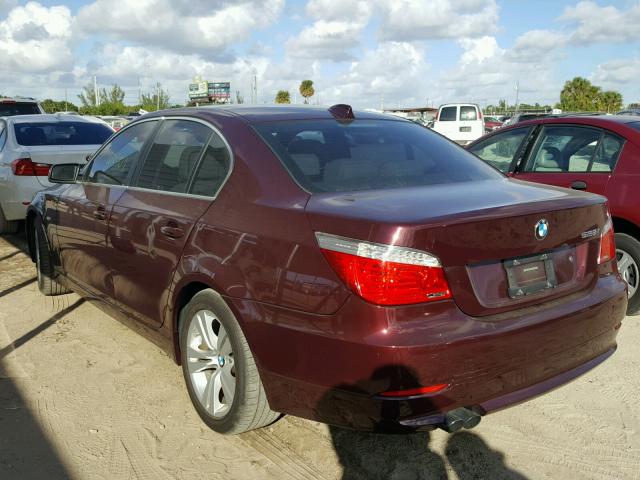 WBANU5C51AC129358 - 2010 BMW 528 I MAROON photo 3