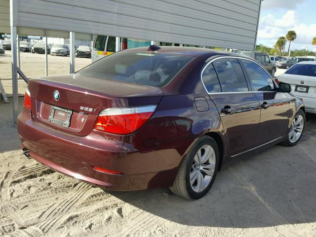 WBANU5C51AC129358 - 2010 BMW 528 I MAROON photo 4