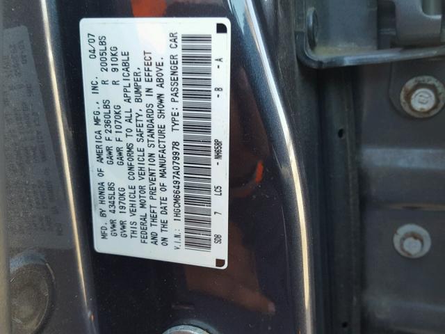 1HGCM66497A079978 - 2007 HONDA ACCORD SE CHARCOAL photo 10