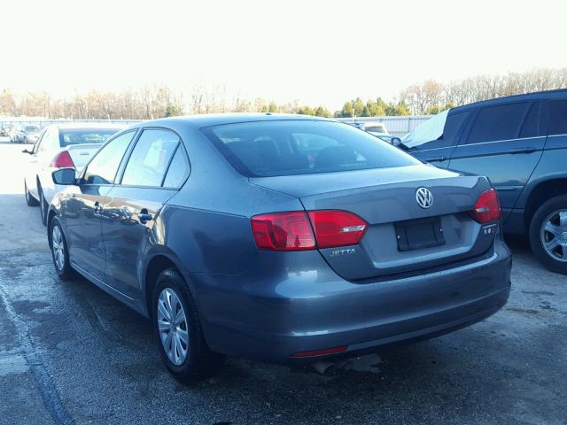 3VW2K7AJ5DM210306 - 2013 VOLKSWAGEN JETTA BASE GRAY photo 3