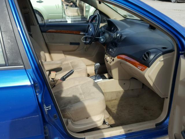 KL1TD56E69B302242 - 2009 CHEVROLET AVEO LS BLUE photo 5