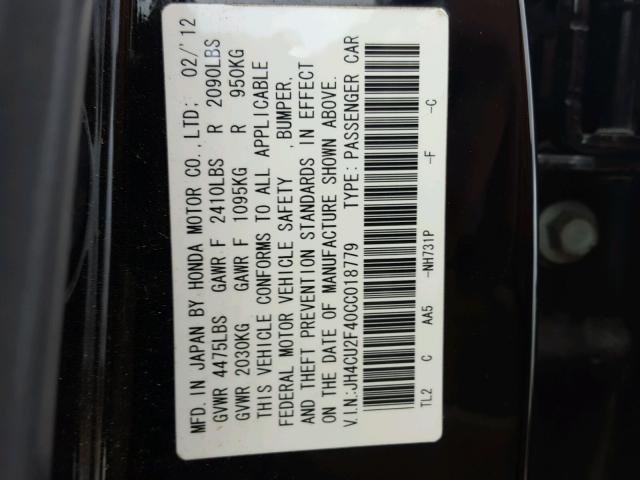 JH4CU2F40CC018779 - 2012 ACURA TSX BLACK photo 9