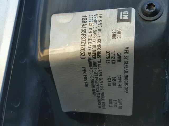 1G8AJ55F87Z120530 - 2007 SATURN ION LEVEL SILVER photo 10