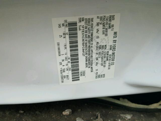 1FTEX1CM7BFC64127 - 2011 FORD F150 SUPER WHITE photo 10