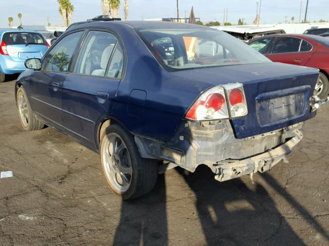 2HGES26763H516056 - 2003 HONDA CIVIC EX BLUE photo 3