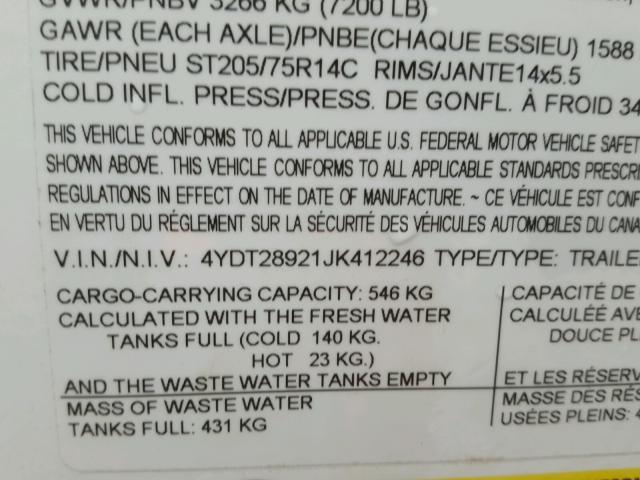 4YDT28921JK412246 - 2018 KEYSTONE PASSPORT 白色 照片 10