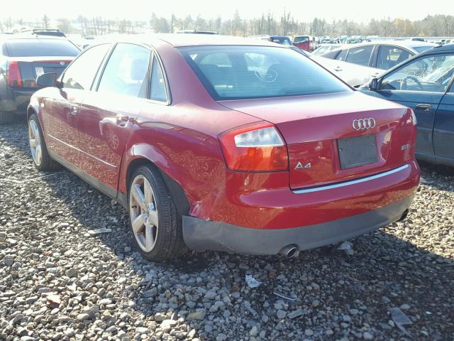 WAUJC68E93A102908 - 2003 AUDI A4 1.8T RED photo 3