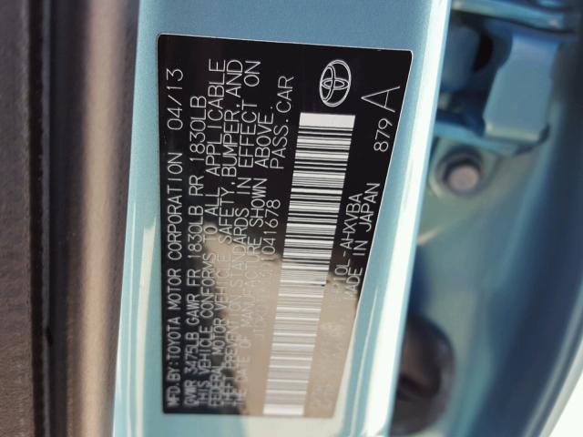 JTDKDTB33D1041678 - 2013 TOYOTA PRIUS C BLUE photo 10