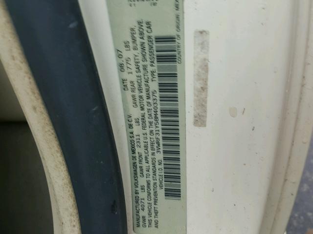 3VWRF31Y58M403375 - 2008 VOLKSWAGEN NEW BEETLE Krem foto 10