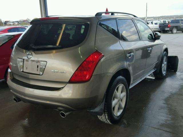 JN8AZ08W84W314733 - 2004 NISSAN MURANO SL BEIGE photo 4