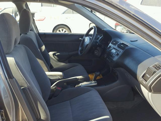 2HGES16604H604507 - 2004 HONDA CIVIC LX GRAY photo 5